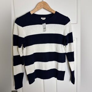 J. Crew XS Navy and White Striped Pullover
